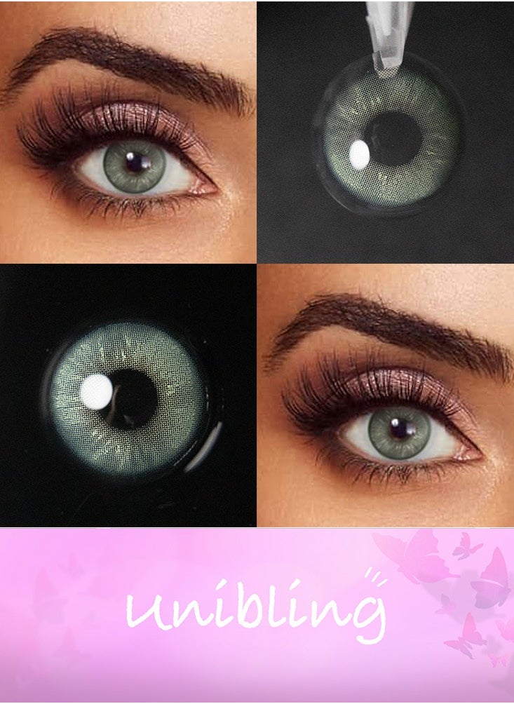 Unibling - Cherishing Green Yearly Colored Contact Lenses, Unisex Cosmetic Contact Lenses, Enlargement Collection, Light Green, With Case - Image 1