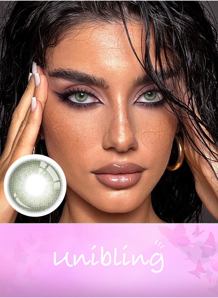 Unibling - Cherishing Green Yearly Colored Contact Lenses, Unisex Cosmetic Contact Lenses, Enlargement Collection, Light Green, With Case - Image 1