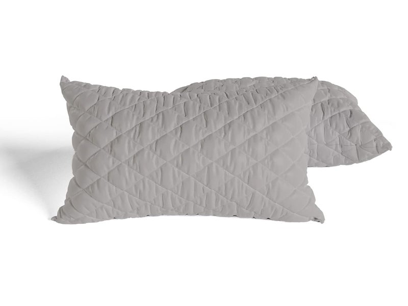 AVI Premium Quilted Bed Pillows for Sleeping Microfiber Filler Soft Luxurious for Side and Back Sleepers Set of 2 King Size 20 x 36 Inch Grey - Image 1