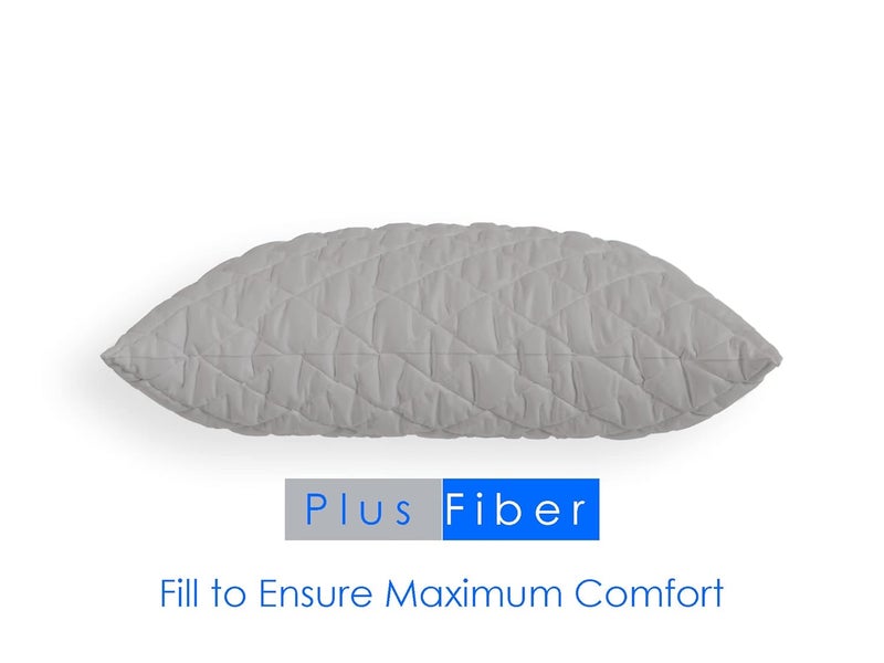AVI Premium Quilted Bed Pillows for Sleeping Microfiber Filler Soft Luxurious for Side and Back Sleepers Set of 2 King Size 20 x 36 Inch Grey - Image 2
