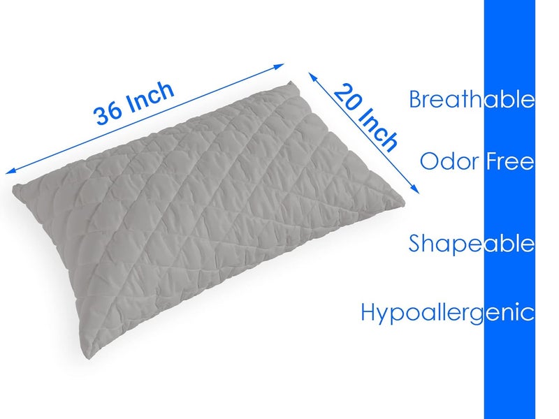 AVI Premium Quilted Bed Pillows for Sleeping Microfiber Filler Soft Luxurious for Side and Back Sleepers Set of 2 King Size 20 x 36 Inch Grey - Image 5