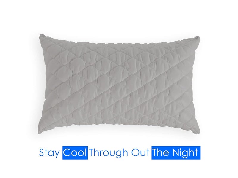 AVI Premium Quilted Bed Pillows for Sleeping Microfiber Filler Soft Luxurious for Side and Back Sleepers Set of 2 King Size 20 x 36 Inch Grey - Image 3