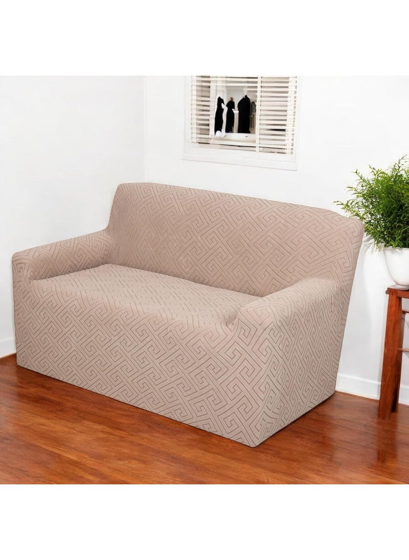 HOUSE OF QUIRK House of Quirk Universal Jacquard Fabric Sofa Cover Soft Touching Cover for Couch Flexible Stretch Sofa Slipcover (Two Seater, Camel)  - Image 1