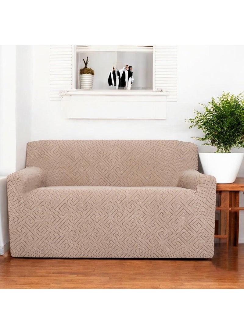 HOUSE OF QUIRK House of Quirk Universal Jacquard Fabric Sofa Cover Soft Touching Cover for Couch Flexible Stretch Sofa Slipcover (Two Seater, Camel)  - Image 2