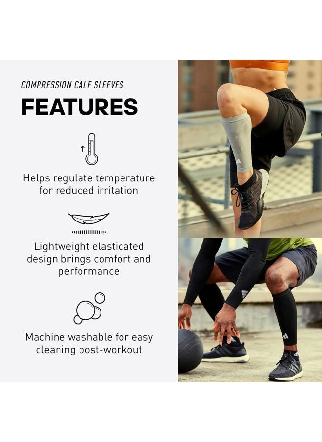 Adidas Calf Compression Sleeves for Women and Men - Pair of Calf Sleeves for Running, Training, and Stronger Workouts - Breathable and Lightweight - Durable Calf Compression Support - White, L/XL  - Image 3