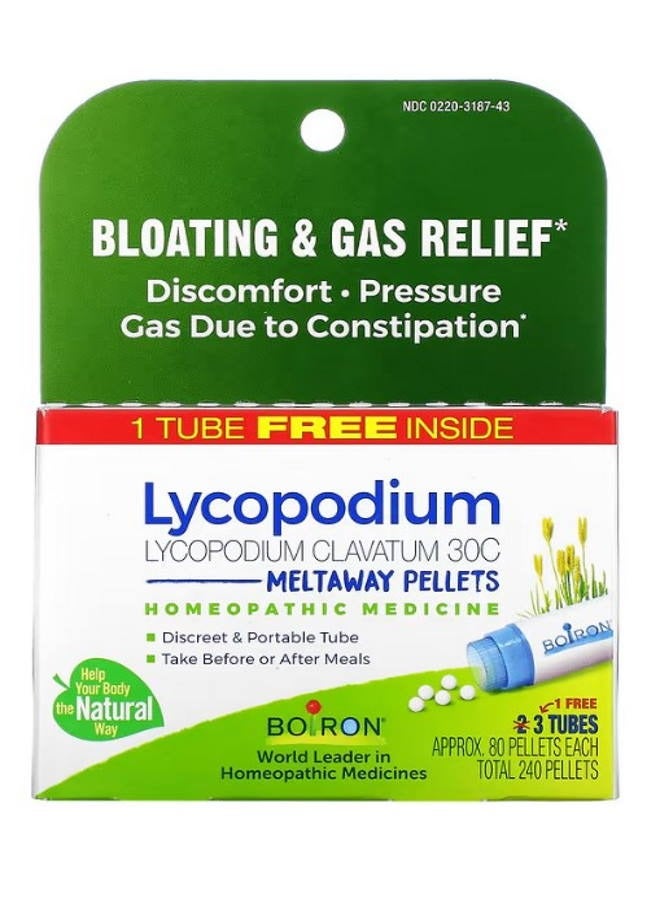 Boiron حبوب ليكوبوديوم لتخفيف الانتفاخ والغازات 30C 3 أنابيب 80 حبة لكل أنبوب - Image 1