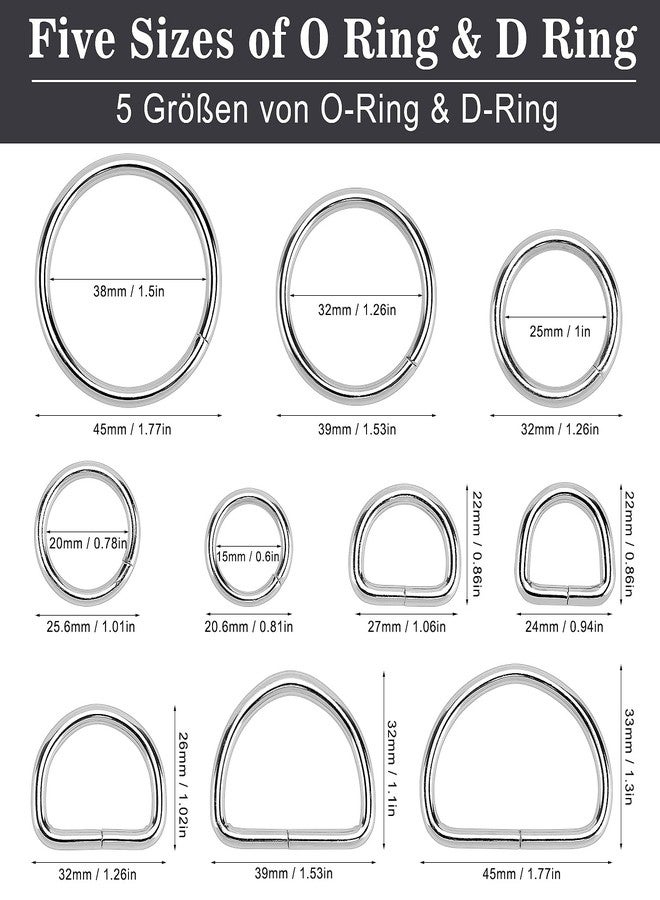 Hysagtek 50 pcs Metal O Ring and D Ring, Non-Welded Metal Rings Multi-Purpose Buckles for Bag Straps, Belts, Macrame, Pet Collar Leashes - Silver 15mm, 20mm, 25mm, 32mm, 38mm - Image 2