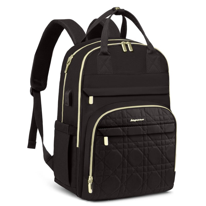 bagswan Laptop Backpack for Women Work Bag 156 inch Travel Backpack Purse with USB Charger College Bookbag Waterproof Cute Casual Daypack Fashion Business Computer Backpacks for Teacher Nurse Black - Image 2