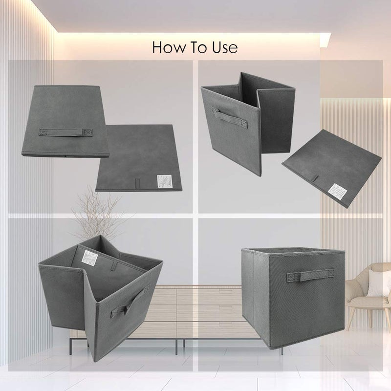 EBIGIC Mini Size 1-Pack Cube Storage Bins 9.0""x7.5""x7.5"" Fabirc Foldable Closet Toy Organizer Collapsible Cloth Gray - Image 4