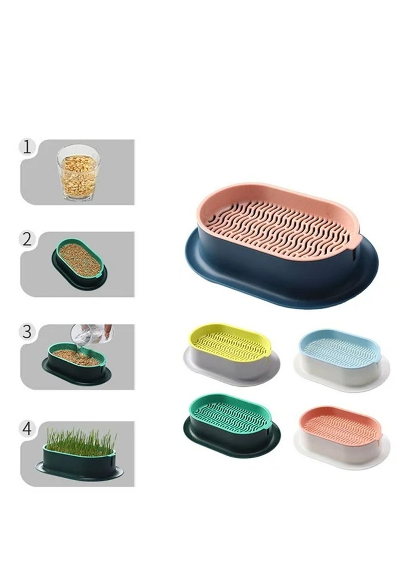 مجموعة عشب القطط صندوق زراعة حضانة نباتات القطط، زارع عشب القطط للقطط الداخلية أو الخارجية سهل النمو - Image 2