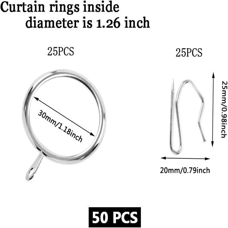 Bluejw 25pcs Modern Simple Silver Metal Curtain Ring with 25pcs Hook Quality Good Shower Curtain Ring for Door Modern Style Accessories - Image 4