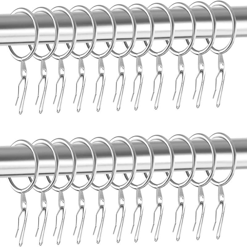 Bluejw 25pcs Modern Simple Silver Metal Curtain Ring with 25pcs Hook Quality Good Shower Curtain Ring for Door Modern Style Accessories - Image 2