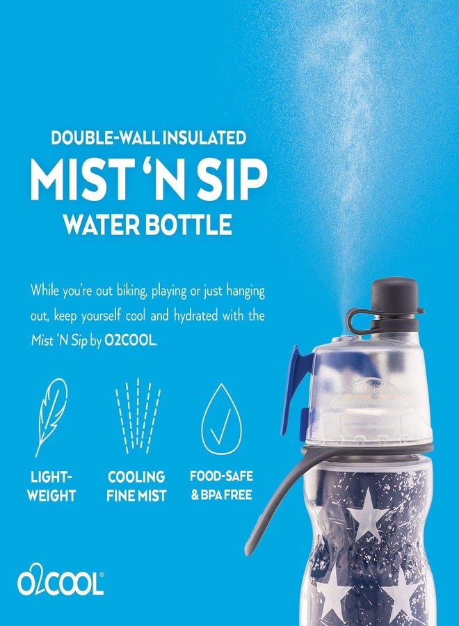 O2COOL Mist 'N Sip Misting Water Bottle 2-in-1 Mist And Sip Function With No Leak Pull Top Spout Reusable Sports Water Bottle - 20 oz (Patriot) - Image 5
