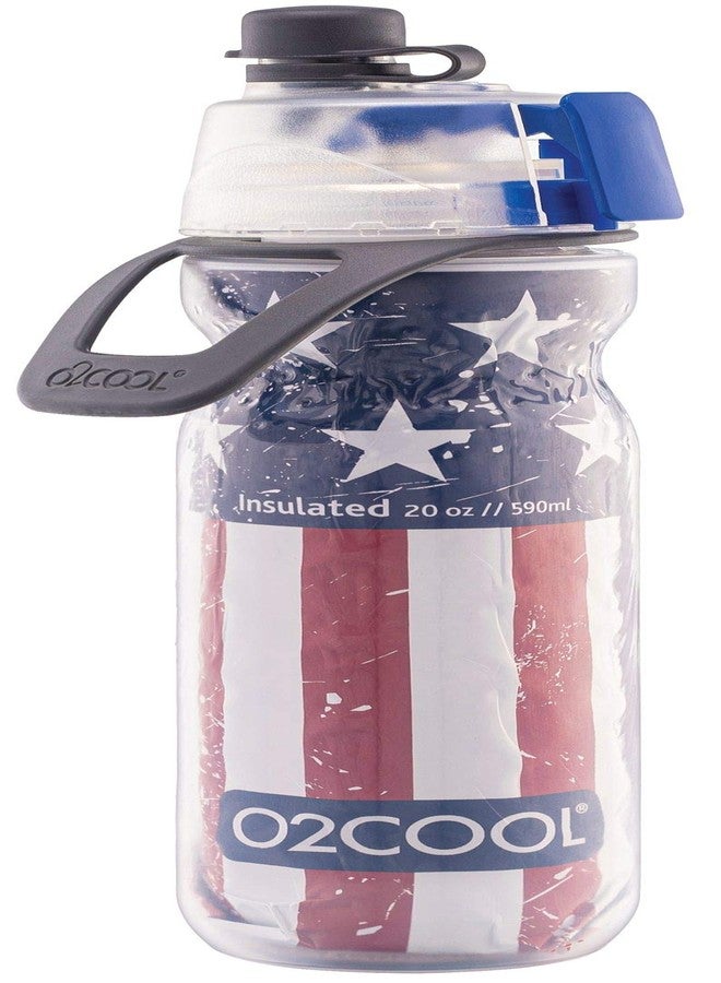 O2COOL Mist 'N Sip Misting Water Bottle 2-in-1 Mist And Sip Function With No Leak Pull Top Spout Reusable Sports Water Bottle - 20 oz (Patriot) - Image 1