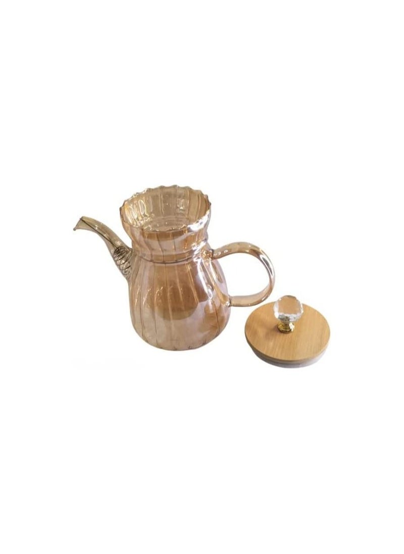 ماركة غير محددة - 1 قطعة إبريق ماء زجاجي رائع مع غطاء ودن ، غلاية ماء زجاجية ، إبريق شاي زجاجي من بيريكس، إبريق شاي زجاجي ، لشاي القهوة. (650) - Image 1