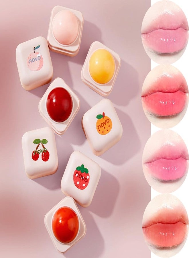 Rayberro 4 Pack Color Changing Lipstick Lip Balm Lipstick Set PH Temperature Color Change Lipstick Long Lasting Moisturizer Repair Balm Cute Pudding Shape Orange Pink Red Night Sleep Lip Care Balm - Image 1