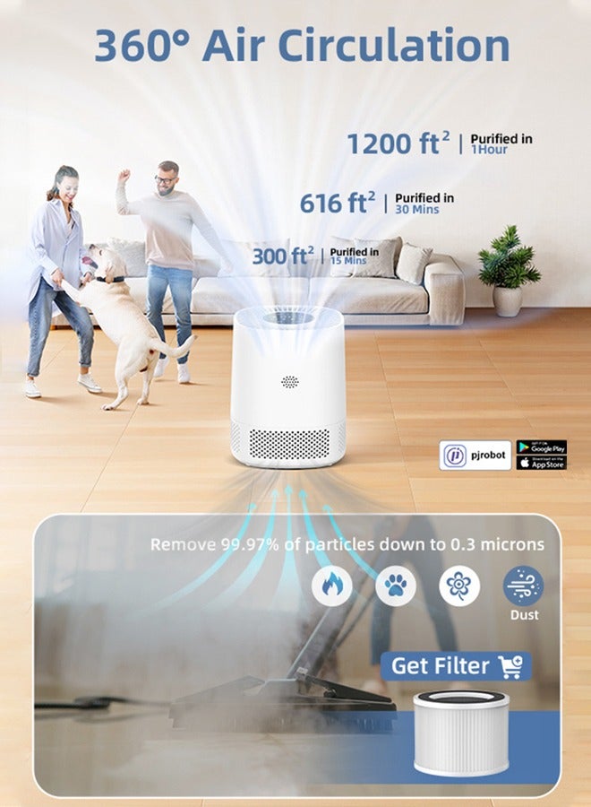 جوشبيرغ منقي هواء منزلي،جهاز تنقية هواء ذكي يعمل بالواي فاي لغرفة النوم، أدوات منزلية ذكية يتم التحكم فيها عبر التطبيق، فلتر H13 True HEPA، فلتر هواء مع تعديل وضع السرعة الثلاثية، الوضع التلقائي، وضع السكون ووظيفة المؤقت، منظف هادئ للحيوانات الأليفة، قشرة الرأس، حبوب اللقاح، الغبار، أبيض - Image 5