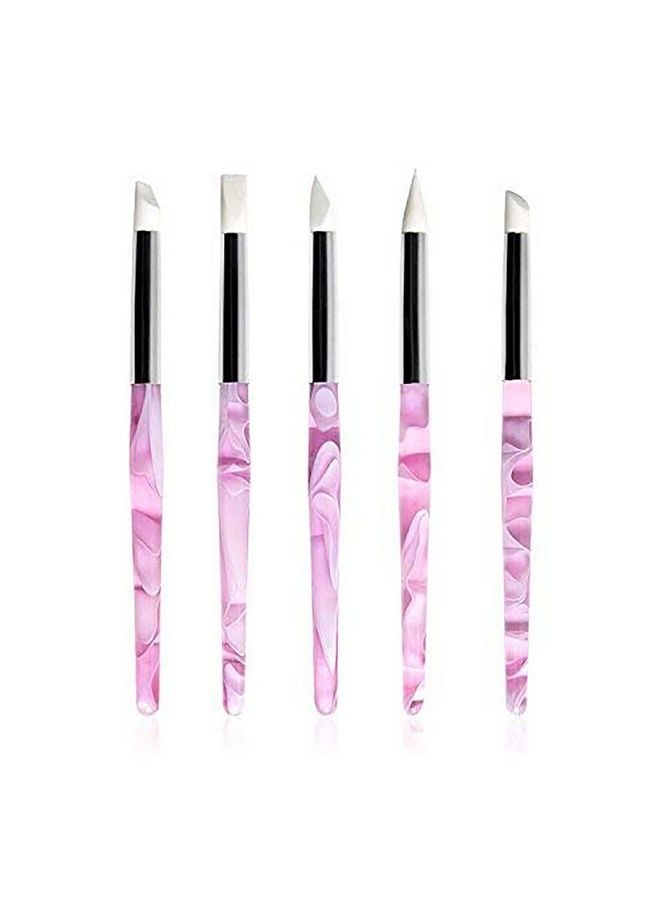 BQAN 5Pcs Nail Art Silicone Pens Acrylic Handle Gel Nail Art Carving Drawing Brushes - Image 1
