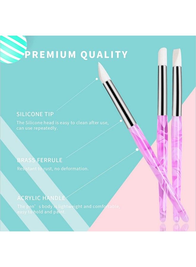 BQAN 5Pcs Nail Art Silicone Pens Acrylic Handle Gel Nail Art Carving Drawing Brushes - Image 3