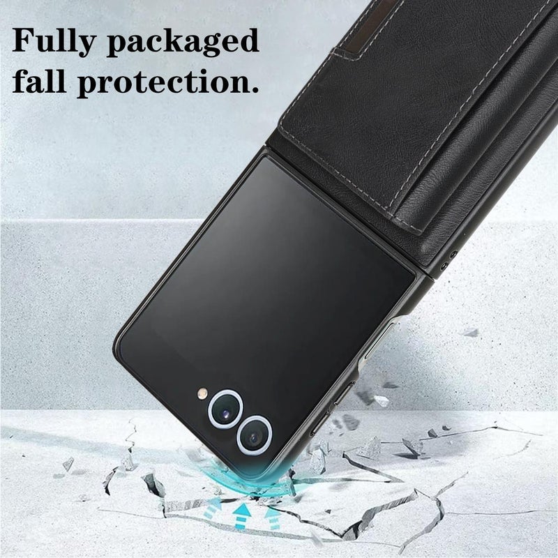 HuHa Case Cover For Samsung Galaxy Z Flip7 Kalebol Strong Magnetic MagSafe Tri-Fold Wallet Leather Phone Case(Black) - Image 4