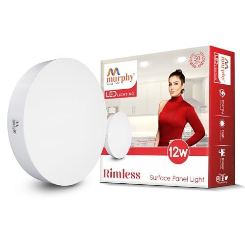 Murphy Aluminium 12-Watt Borderless Round LED Surface Mount Panel Light (Cool White, Pack of 1), No False Ceiling Required - Image 1