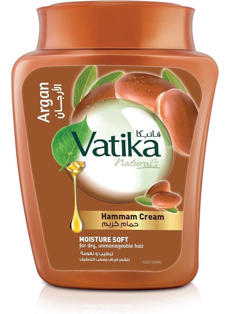 Vatika Naturals Argan Hammam Cream for Ultimate Hair Nourishment (450g) - Deep Hydration for Dry & Damaged Hair - Makes Hair Silky & Soft. - Image 1