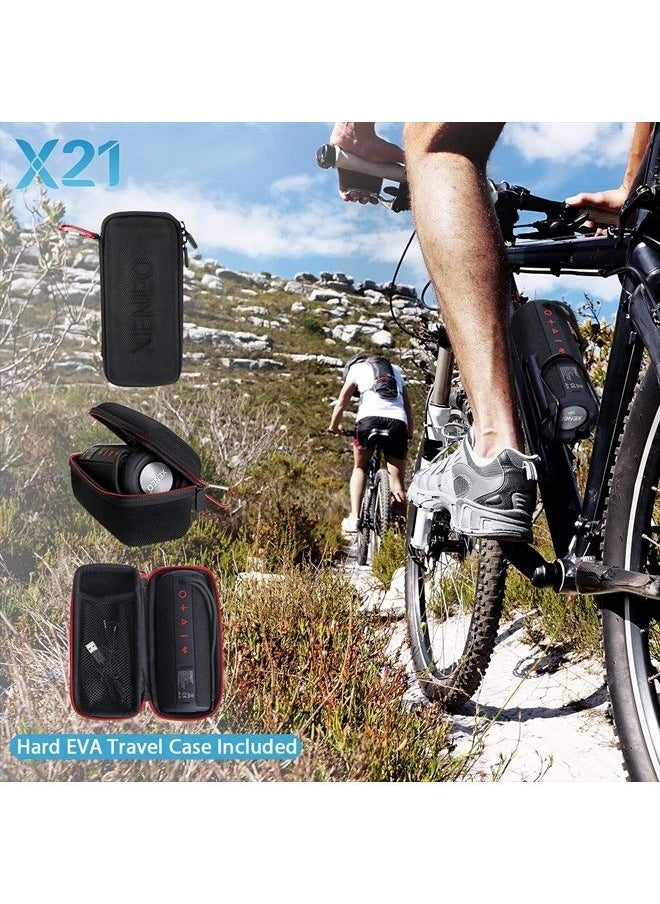 XENEO - Xeneo X21 Portable Outdoor Wireless Bluetooth Speaker Waterproof with FM Radio, Micro SD Card Slot, AUX for Shower - Hard Travel Case Included - Image 1