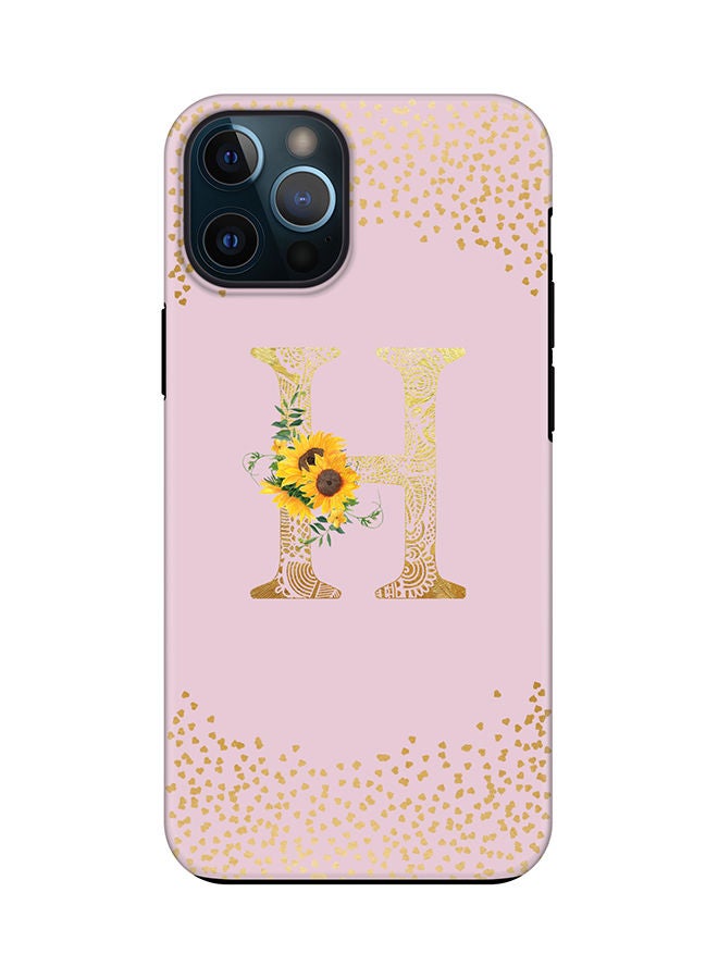 Stylizedd Monogram Tough Cover for Apple iPhone 12 Pro Max Case Custom Initials Letter Floral Mandala Pattern Tough Pro Dual Layer hybrid PC inner TPU protection Alphabet- H (Pink) - Image 1