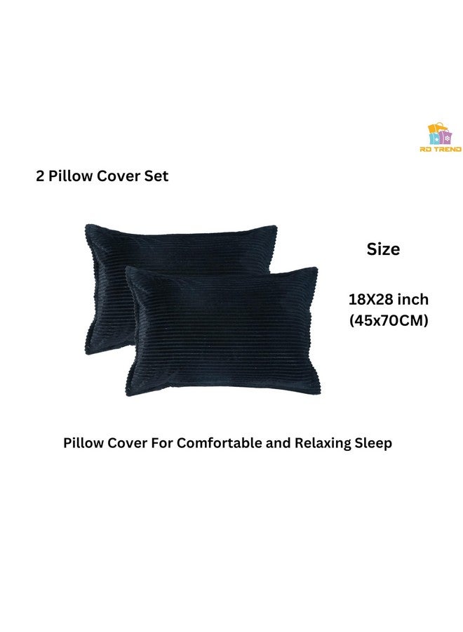 RD TREND 190 GSM Flannel Warm Bedsheets for Winter Double Flat Size (90 x 100 Inches) with 2 Pillow Cover Size (18x28 Inches) Color-Black, Striped - Image 4