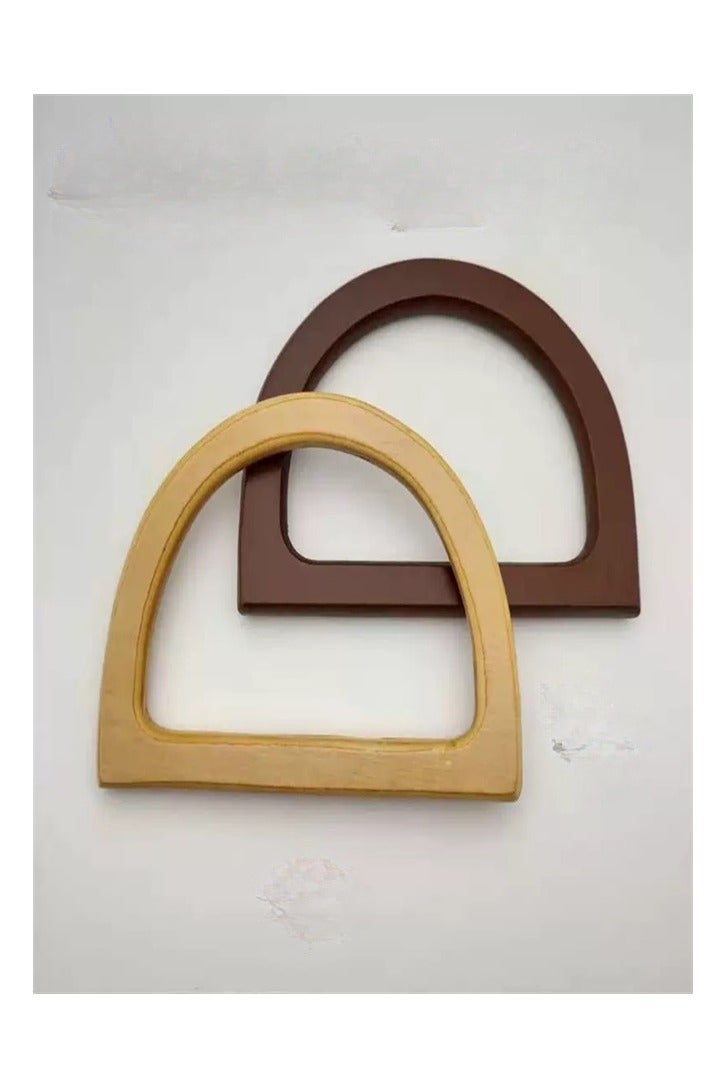 Generic 2 Pcs Wooden Purse Handles D Shape Wooden Bag Handle Replacement Handbag Purse Handle for Handmade Beach Bag Handbags Straw Bag Purse Handles - Image 1