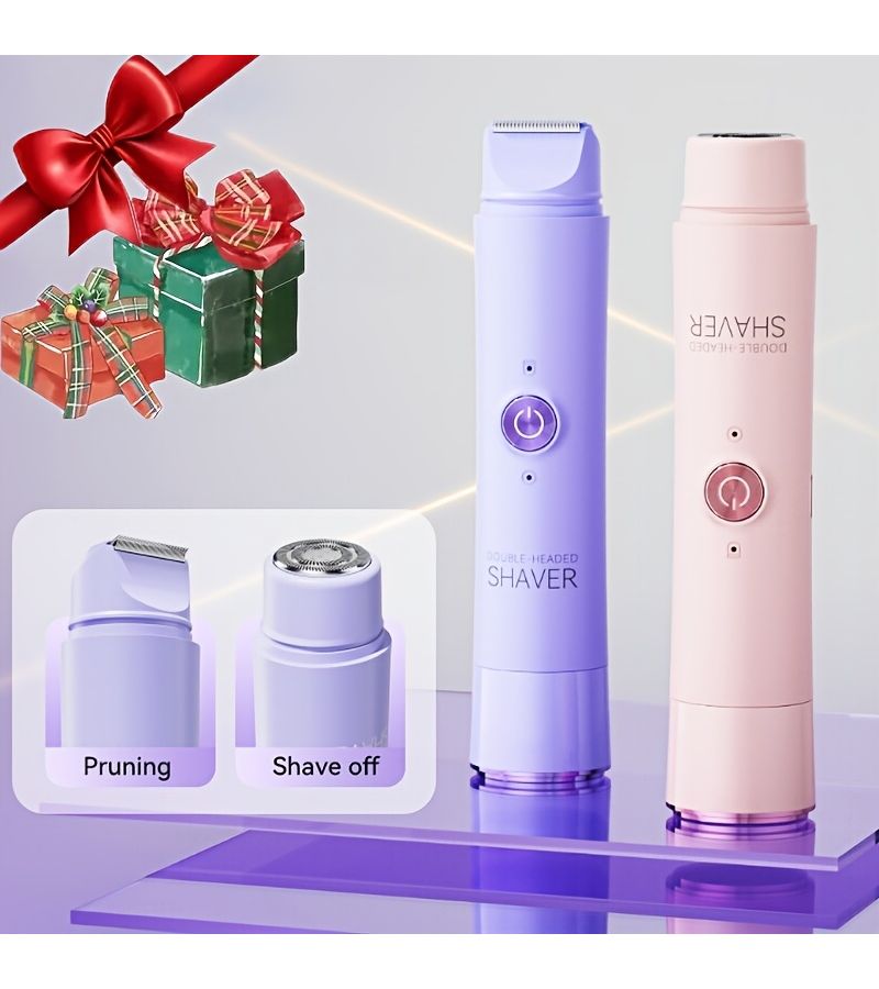 Pink 2 In 1 Electric Hair Remover USB Rechargeable Trimmer For Face Underarms Bikini Leg - Image 1