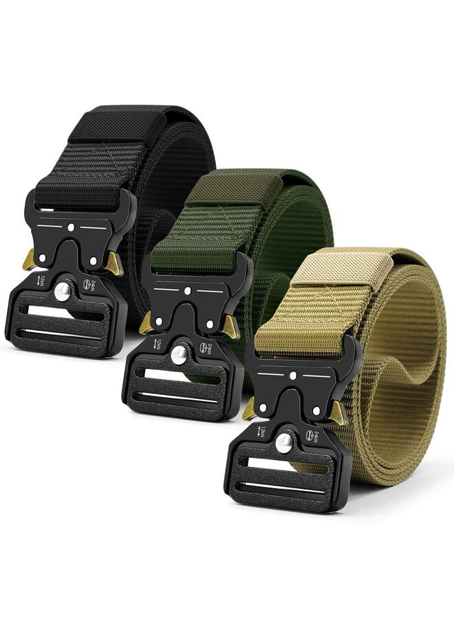 3pcs Tactical Belt,Military Style Quick Release Metal Buckle Belt,1.5" Heavy-Duty Nylon Riggers Belts for Men?3Pack? - Image 1