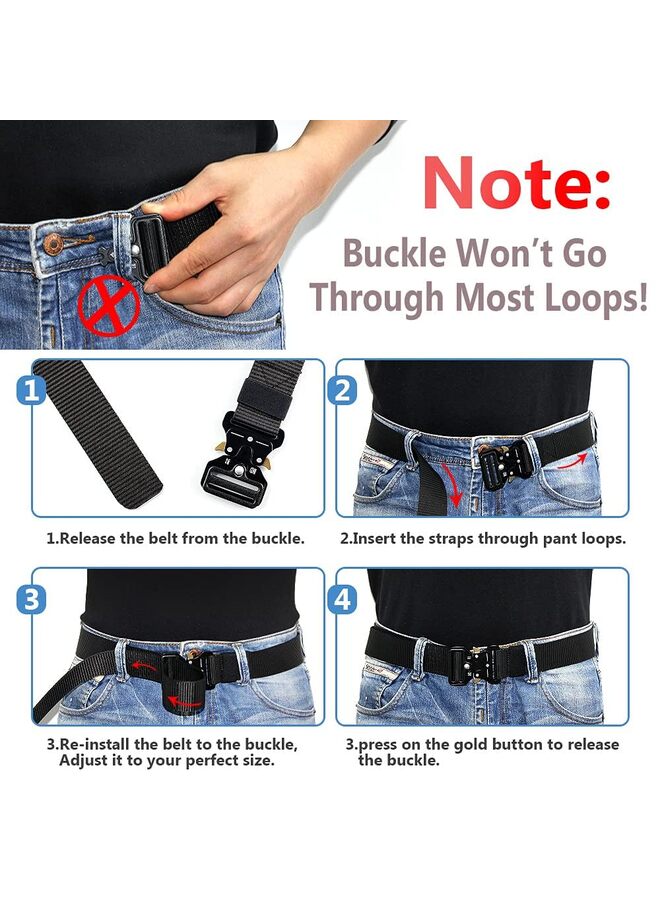 3pcs Tactical Belt,Military Style Quick Release Metal Buckle Belt,1.5" Heavy-Duty Nylon Riggers Belts for Men?3Pack? - Image 4