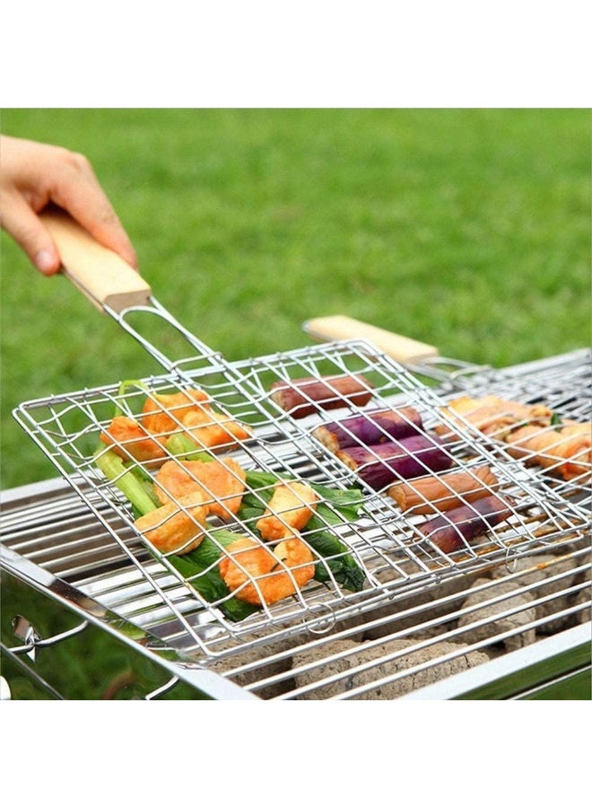 جو تو كامبس شواية شواء GO2CAMPS بشبكة ومقبض خشبي – مقاس 05، أداة متينة للشواء الخارجي - Image 2