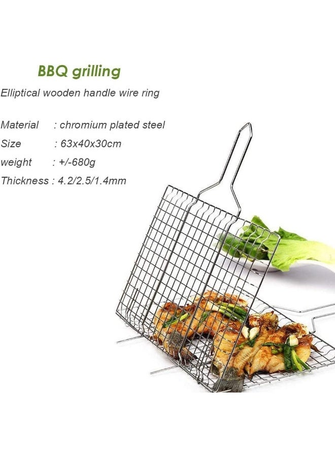 جو تو كامبس شواية شواء GO2CAMPS بشبكة ومقبض خشبي – مقاس 05، أداة متينة للشواء الخارجي - Image 3