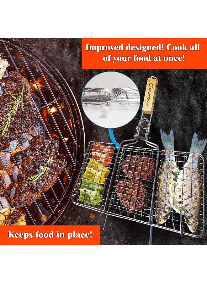 جو تو كامبس شواية شواء GO2CAMPS بشبكة ومقبض خشبي – مقاس 05، أداة متينة للشواء الخارجي - Image 5