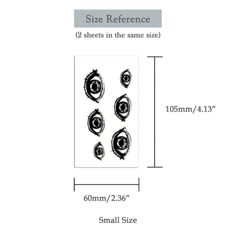 Oottati Small Cute Temporary Tattoo Horror Halloween Eye (2 Sheets) - Image 4