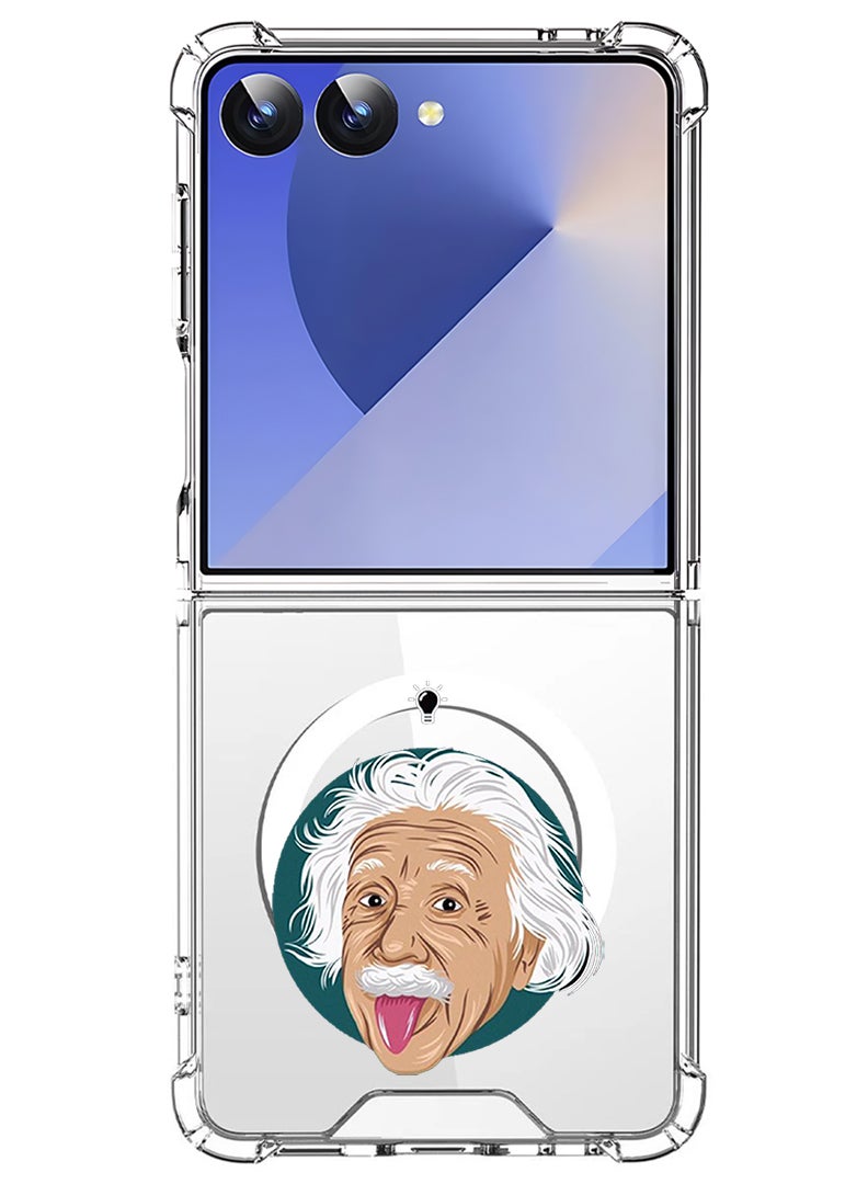 Theodor Magnetic Case for Samsung Galaxy Z Flip 7 Compatible with MagSafe Wireless Charging, Shockproof Phone Bumper Cover Einstein idea - Image 1