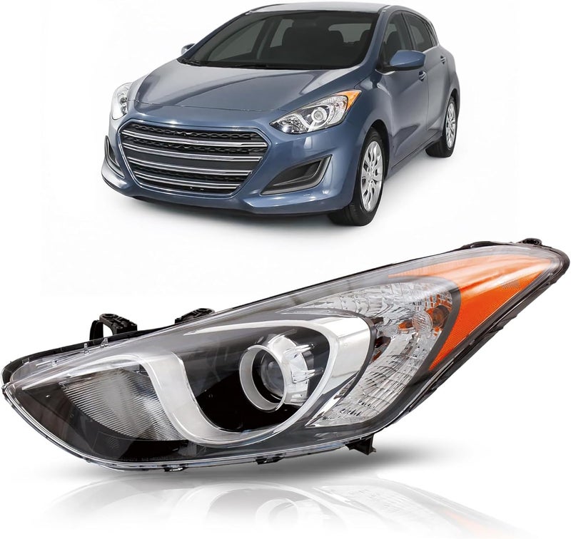 ALLIGATOR AUTO LIGHTS مجموعة مصابيح أمامية ALLIGATOR AUTO LIGHTS لهيونداي إيلانtra GT 2013-2017، الجانب الأيسر/سائق، هالوجين مع لمبات - Image 1