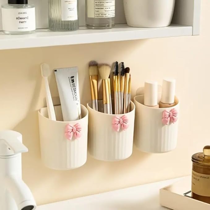 Darkshri Wall-Mounted Tooth Brush Holder Bathroom - Self-Adhesive Bathroom Organiser Without Drill for Toothbrushes (Multi Color) (2) - Image 2