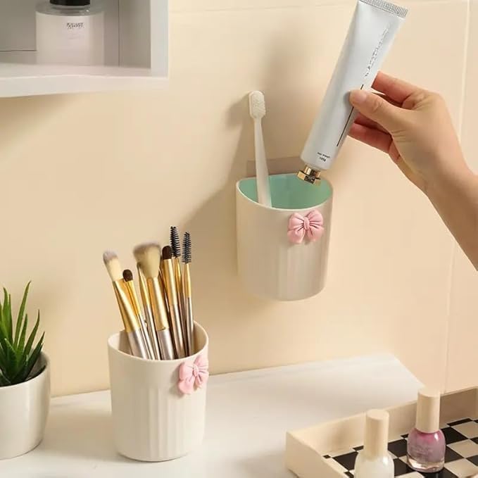 Darkshri Wall-Mounted Tooth Brush Holder Bathroom - Self-Adhesive Bathroom Organiser Without Drill for Toothbrushes (Multi Color) (2) - Image 3