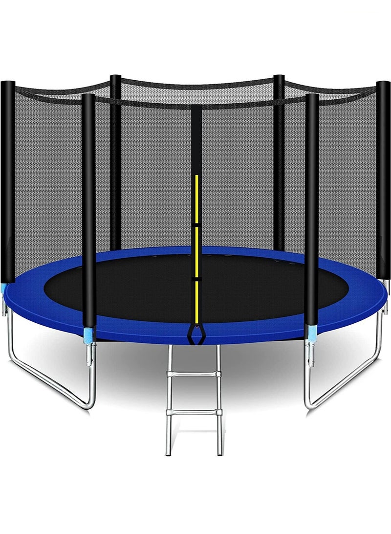 EzzySo ترامبولين 12 قدم مع شبكة أمان، ترامبولين خارجي مع سلة كرة سلة، حصيرة قفز قوية وغطاء زنبركي للأطفال والبالغين، حقيبة تخزين وسلم - Image 1