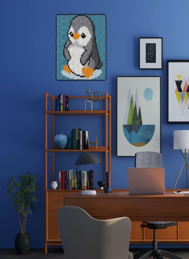 YP Latch Hook Kits for Kids Adults DIY Rug Tapestry Kits with Printed Canvas Embroidery Kits Festival Gifts Home Decoration (Penguin,11.8inch X 11.8inch) - Image 2