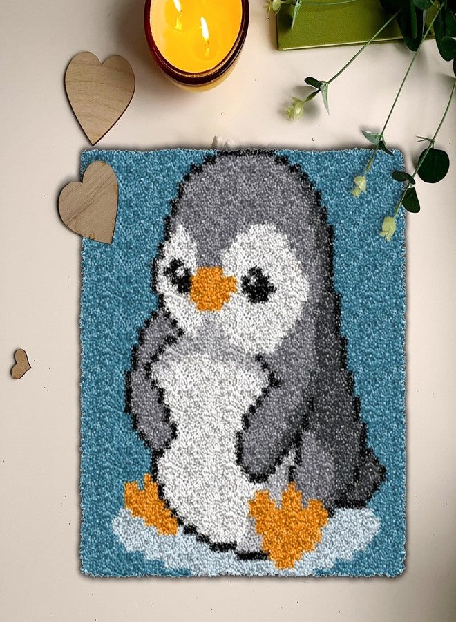 YP Latch Hook Kits for Kids Adults DIY Rug Tapestry Kits with Printed Canvas Embroidery Kits Festival Gifts Home Decoration (Penguin,11.8inch X 11.8inch) - Image 3
