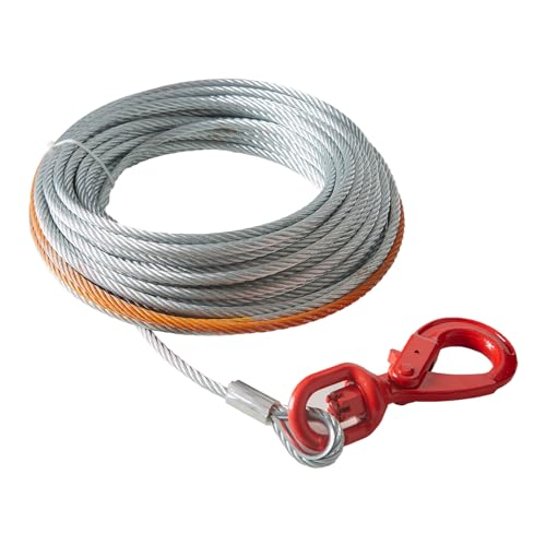 VEVOR Galvanized Steel Winch Cable 38 Inch x 50 Feet 15200 lbs Breaking Strength Wire Winch Rope with Swivel Hook Towing Cable Heavy Duty Universal Fit for SUV Large OffRoad Vehicle Truck - Image 1