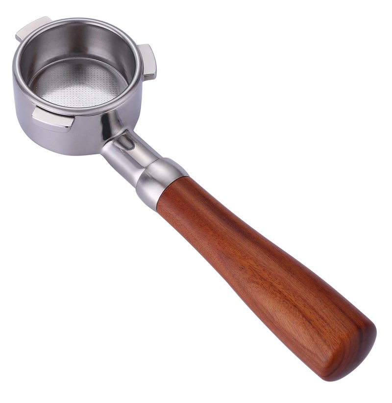 Joytata 54mm Bottomless Portafilter Fits Breville Barista Espresso Machine Stainless Steel Naked Portafilter Along with Double Shot Filter Basket Coffee Bottomless Handle-Wooden - Image 1