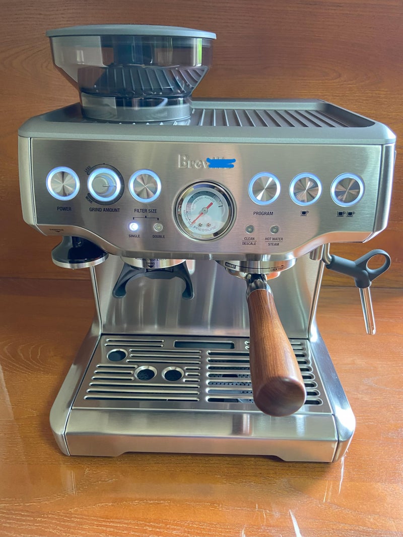 Joytata 54mm Bottomless Portafilter Fits Breville Barista Espresso Machine Stainless Steel Naked Portafilter Along with Double Shot Filter Basket Coffee Bottomless Handle-Wooden - Image 4