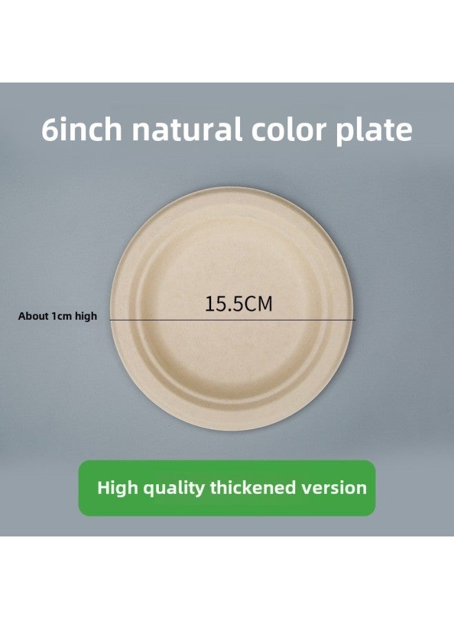 Disposable Pulp Dinner Plate Pulp Molded Tableware Source Commercial Picnic Paper Plate OEM Brand-Color:6inch Coiled Color Thickened  - Image 1