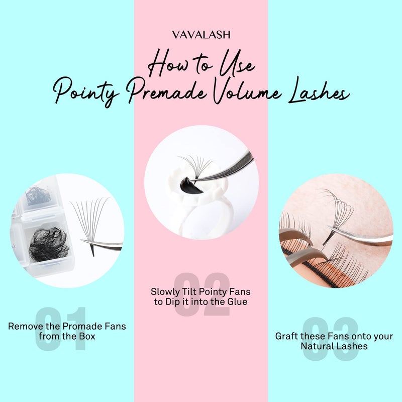 VAVALASH 600 Fans Premade Fans Eyelash Extensions 5D 6D 7D 8D 10D 12D 14D 16D 24D Premade Lash Fans 8-15mm Mixed Length Promade Loose Fans Thin Base Premade Volume Lash Extension(12D-0.05-D-8-15mm) - Image 4