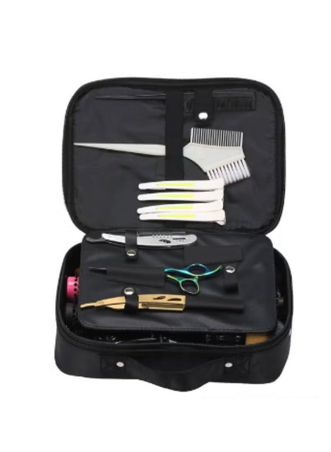 Hair Scissors Case Salon Scissors Storage Bag Stylish and Durable Hairdressing Tool Organizer Multi Layer Space Storage Magnet Buckle Design for Salon Barber Hair Stylist Black - Image 2